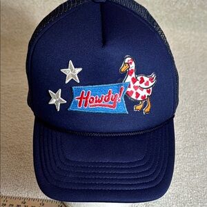 Dalix-Embroidered Howdy! Duck Trucker Snapback Hat Cap-Red White Blue